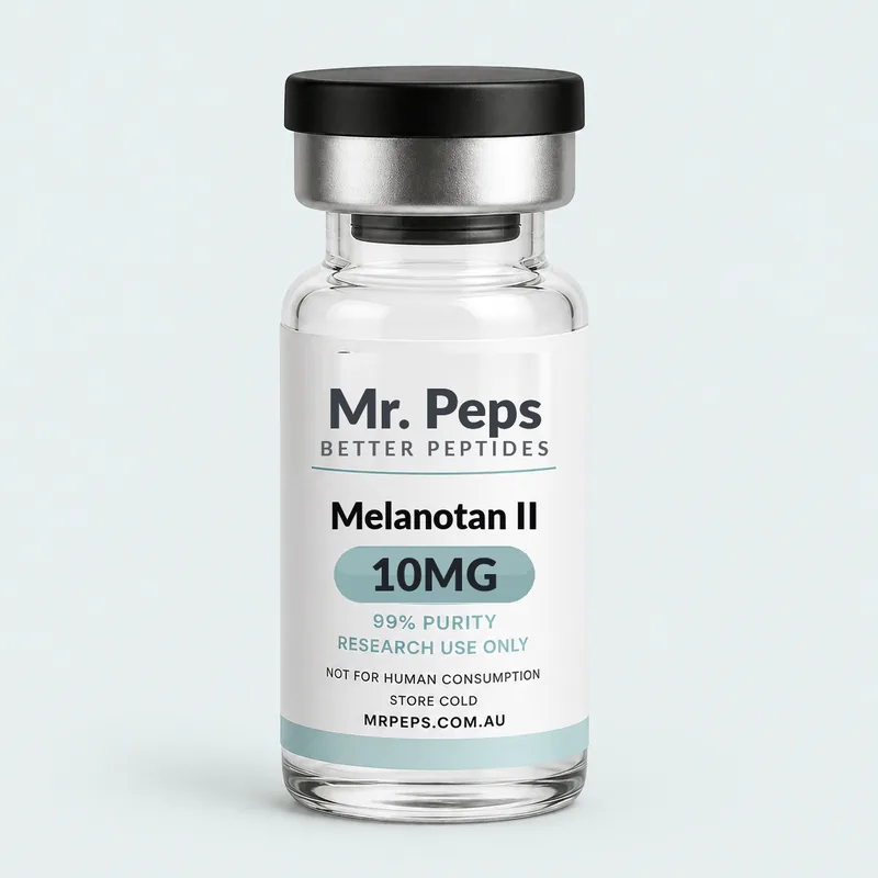 Melanotan II 10mg research peptide vial, lyophilised - Mr. Peps Australia
