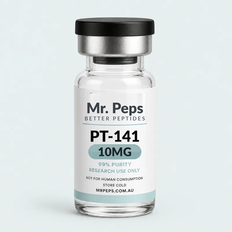 PT-141 10mg research peptide vial, lyophilised - Mr. Peps Australia