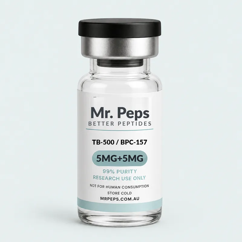 TB-500 / BPC-157 Blend 5mg + 5mg research peptide vial, lyophilised - Mr. Peps Australia