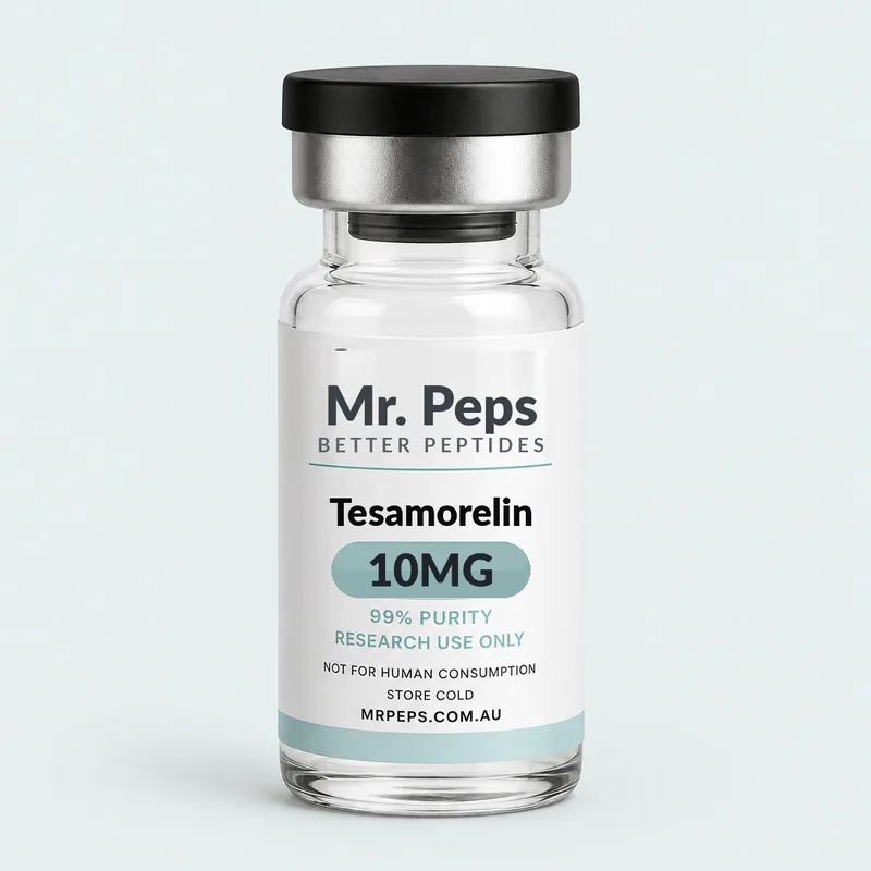 Tesamorelin 10mg research peptide vial, lyophilised - Mr. Peps Australia